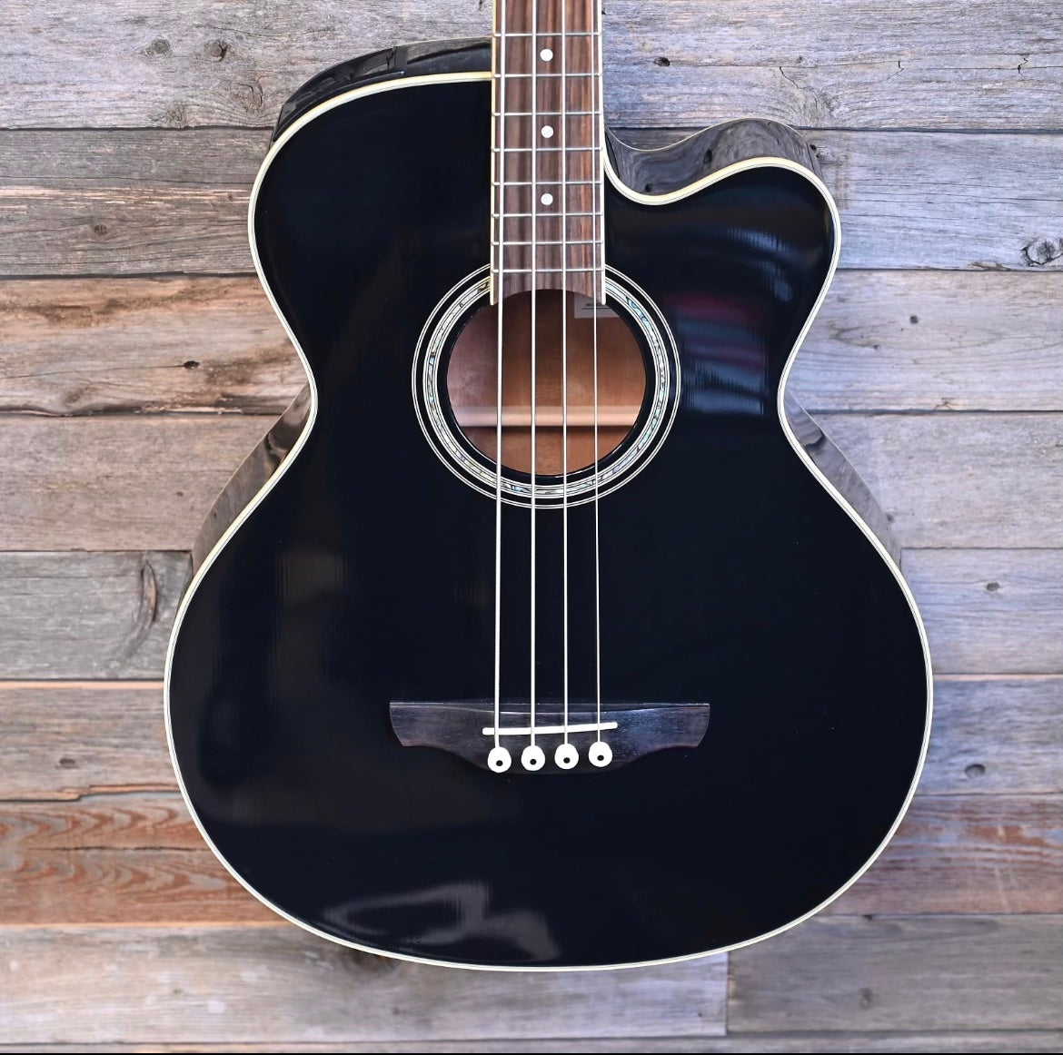 TAKAMINE EGB2S-BK Acoustic Electric Bass Guitar, Black, With Case