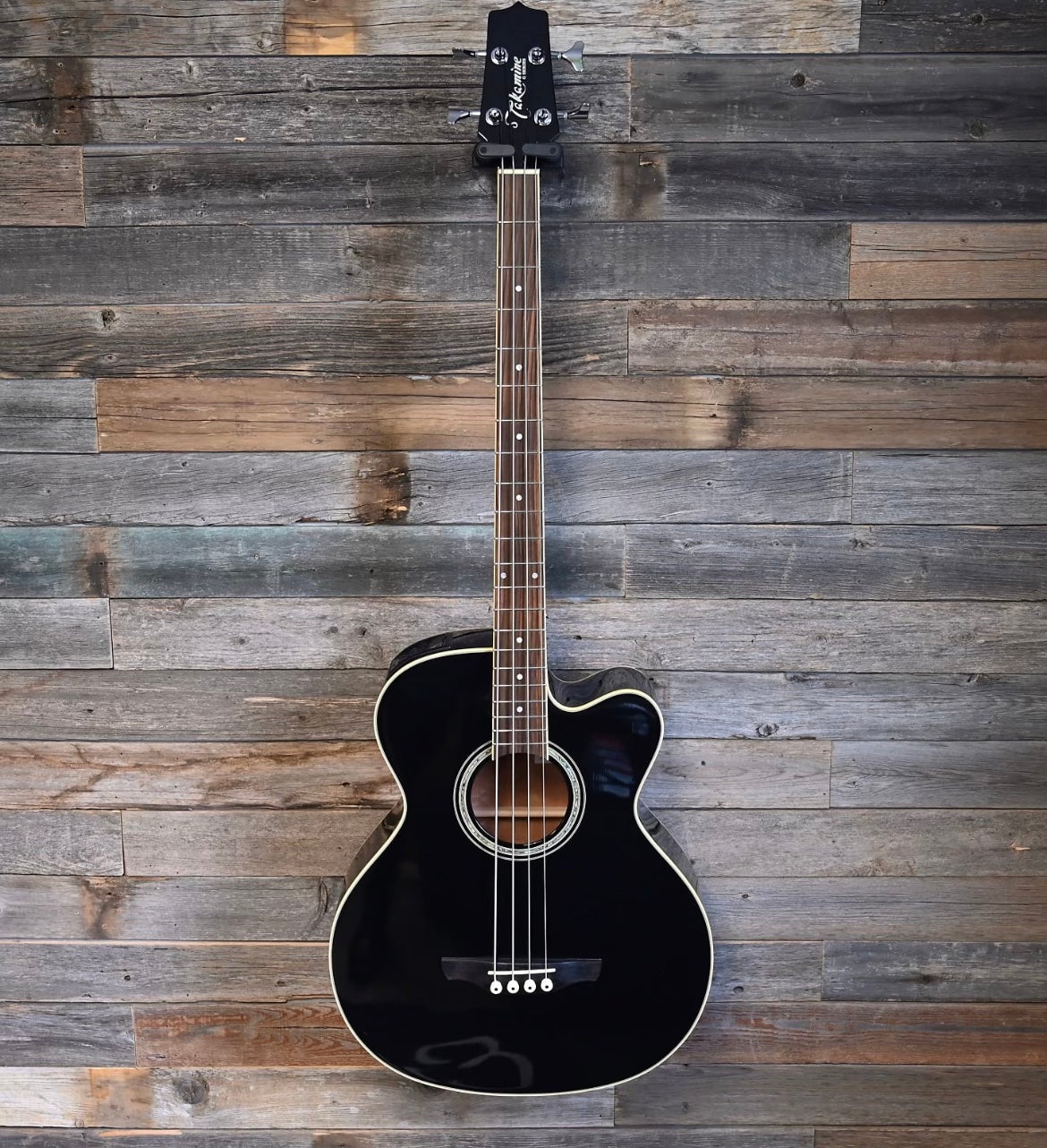 TAKAMINE EGB2S-BK Acoustic Electric Bass Guitar, Black, With Case